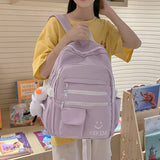 Waterproof Nylon Women Backpack College Student Bag Teenage Girls Laptop School