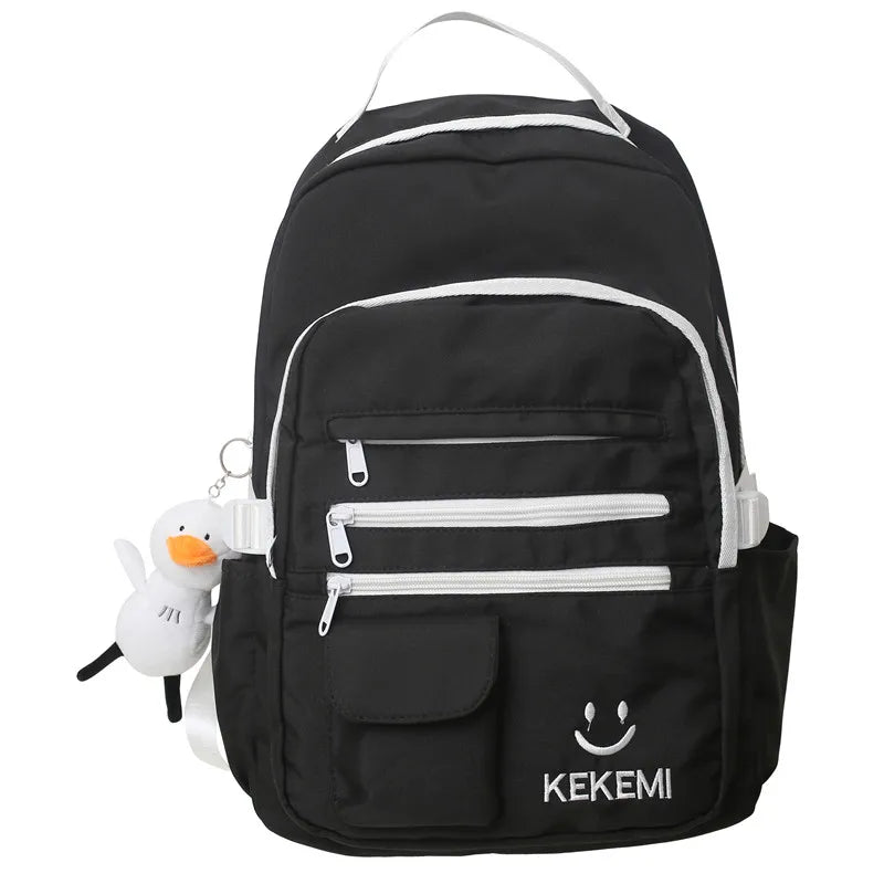 Waterproof Nylon Women Backpack College Student Bag Teenage Girls Laptop School