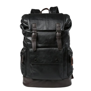 Multi-pocket Men's School Bag Leather Laptop Travel Backpack
