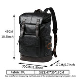 Multi-pocket Men's School Bag Leather Laptop Travel Backpack
