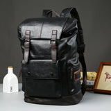 Multi-pocket Men's School Bag Leather Laptop Travel Backpack