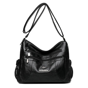 Vintage Leather Crossbody Bag Large Capacity Shoulder Messenger Handbag