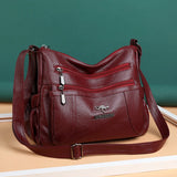 Vintage Leather Crossbody Bag Large Capacity Shoulder Messenger Handbag