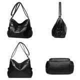 Vintage Leather Crossbody Bag Large Capacity Shoulder Messenger Handbag