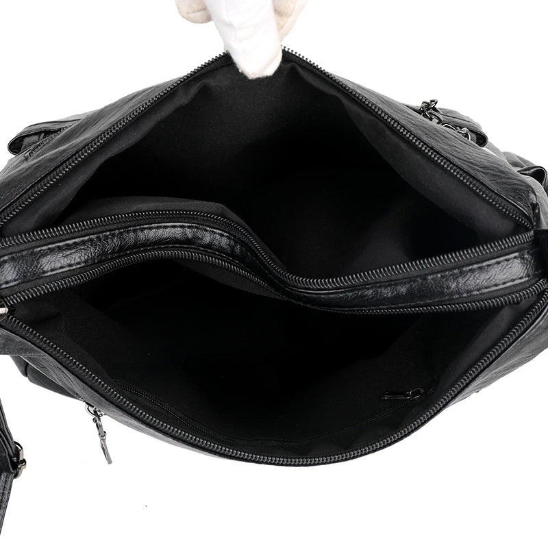 Vintage Leather Crossbody Bag Large Capacity Shoulder Messenger Handbag