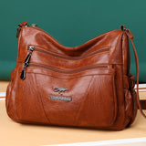 Vintage Leather Crossbody Bag Large Capacity Shoulder Messenger Handbag