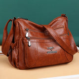 Vintage Leather Crossbody Bag Large Capacity Shoulder Messenger Handbag