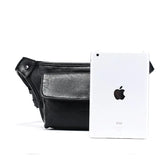 Men's Multi-Pocket Leather Waist Bag with Adjustable Belt