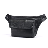 Men's Multi-Pocket Leather Waist Bag with Adjustable Belt