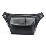 Men's Multi-Pocket Leather Waist Bag with Adjustable Belt
