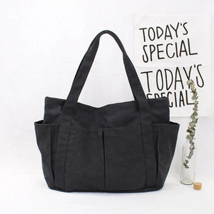 Canvas Zipper Handbag for Student School Teacher Leisure Top-handle Bag