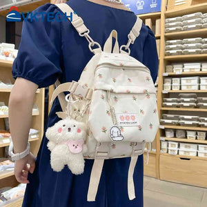 Floral School Bag Small Shoulder Bookbag for Women