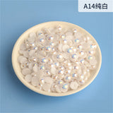 Large Bag 3-12mm Half Round AB Pearl Non-Heat Repair Glitter ABS Ornam