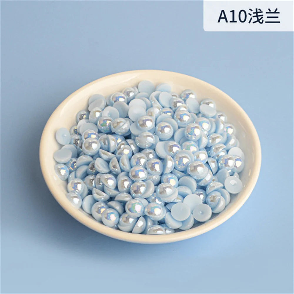 Large Bag 3-12mm Half Round AB Pearl Non-Heat Repair Glitter ABS Ornam