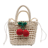 Cherry Straw Shoulder Bag for Women