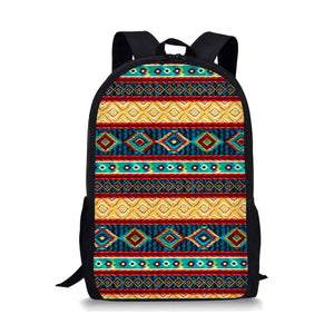 Ethnic Tribal Print School Bags Waterproof Women's Backpack