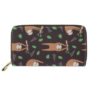 Colorful Sloth Print Long Wallet Zipper Purse Lightweight Unisex Clutch Bag