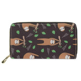 Colorful Sloth Print Long Wallet Zipper Purse Lightweight Unisex Clutch Bag