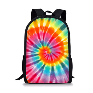 Multicolored Tie-dye Print Girls School Bags Large Capacity Book Backpack