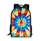 Multicolored Tie-dye Print Girls School Bags Large Capacity Book Backpack