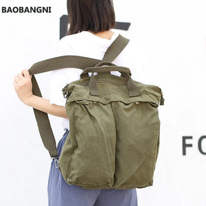 Canvas Book Bag Large Capacity Shoulder Bag For Women Backpack
