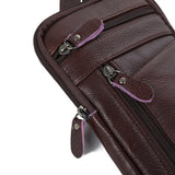 Classic Leather Shoulder Bag Men Zip Crossbody Handbag