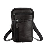 Classic Leather Shoulder Bag Men Zip Crossbody Handbag