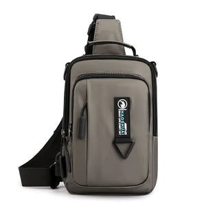 Men's USB Charging Crossbody Bag Waterproof Chest Pack