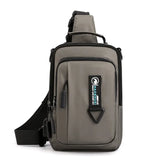 Men's USB Charging Crossbody Bag Waterproof Chest Pack