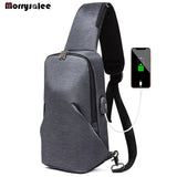 Men's USB Charging Chest Pack Crossbody Bag