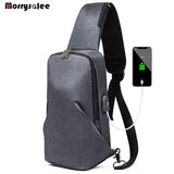 Men's USB Charging Chest Pack Crossbody Bag