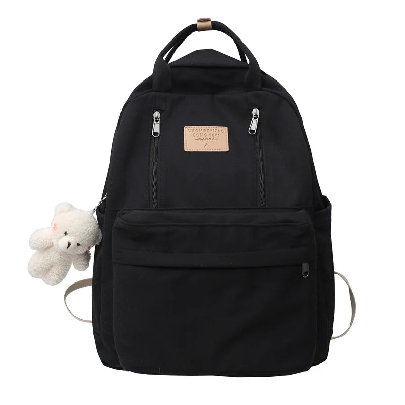 Double Zipper Women Backpack School Shoulder Bag