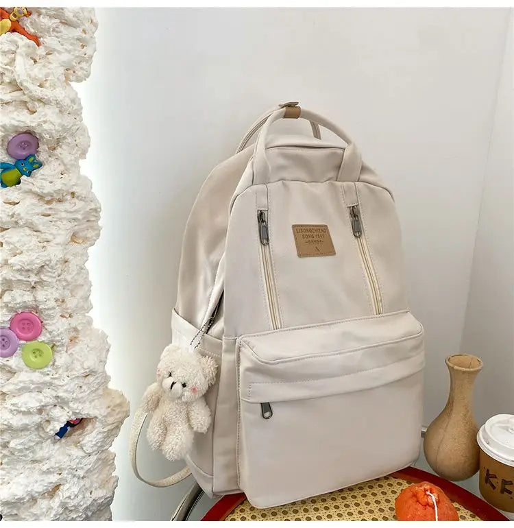 Double Zipper Women Backpack Teenager Girls Laptop Backpack Schoolbag