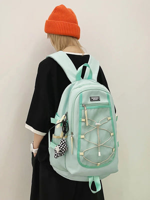 Double Zipper Women Backpack Teenager Girls Laptop Schoolbag