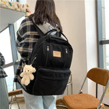 Double Zipper Women Backpack Laptop Student Shoulder Bag
