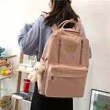 Double Zipper Women Backpack Girls Laptop Shoulder Bag