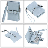 Women's Nubuck Leather Drawstring Wallet with Wrist Strap