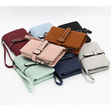 Short Purse Drawstring Nubuck Leather Wallet with Wrist strap