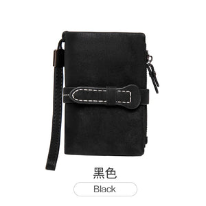 Short Nubuck Leather Zipper Wallet for Women