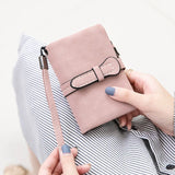 Nubuck Leather Zip Wallet with Strap