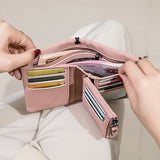 Nubuck Leather Zip Wallet with Strap