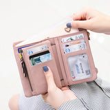Nubuck Leather Zip Wallet with Strap