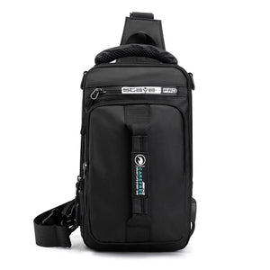 Nylon Waterproof Chest Bag With USB Charging