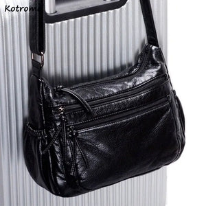 Soft PU Leather Shoulder Bag Large Capacity Classic Business Cross Body