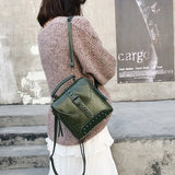 Retro Rivet Winter Backpack Female Large-capacity Handbag