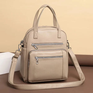 Women's Multifunctional Backpack: Large Capacity PU Leather Handbag for Girls
