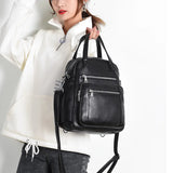 Women's Multifunctional Backpack: Large Capacity PU Leather Handbag for Girls