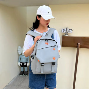Nylon Embroidered College Student School Bag Backpack