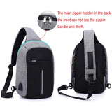 Canvas Sling Bag Women Anti-theft Rechargeable Travel Shoulder Bag