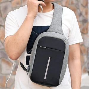 Canvas Sling Bag Women Anti-theft Rechargeable Travel Shoulder Bag